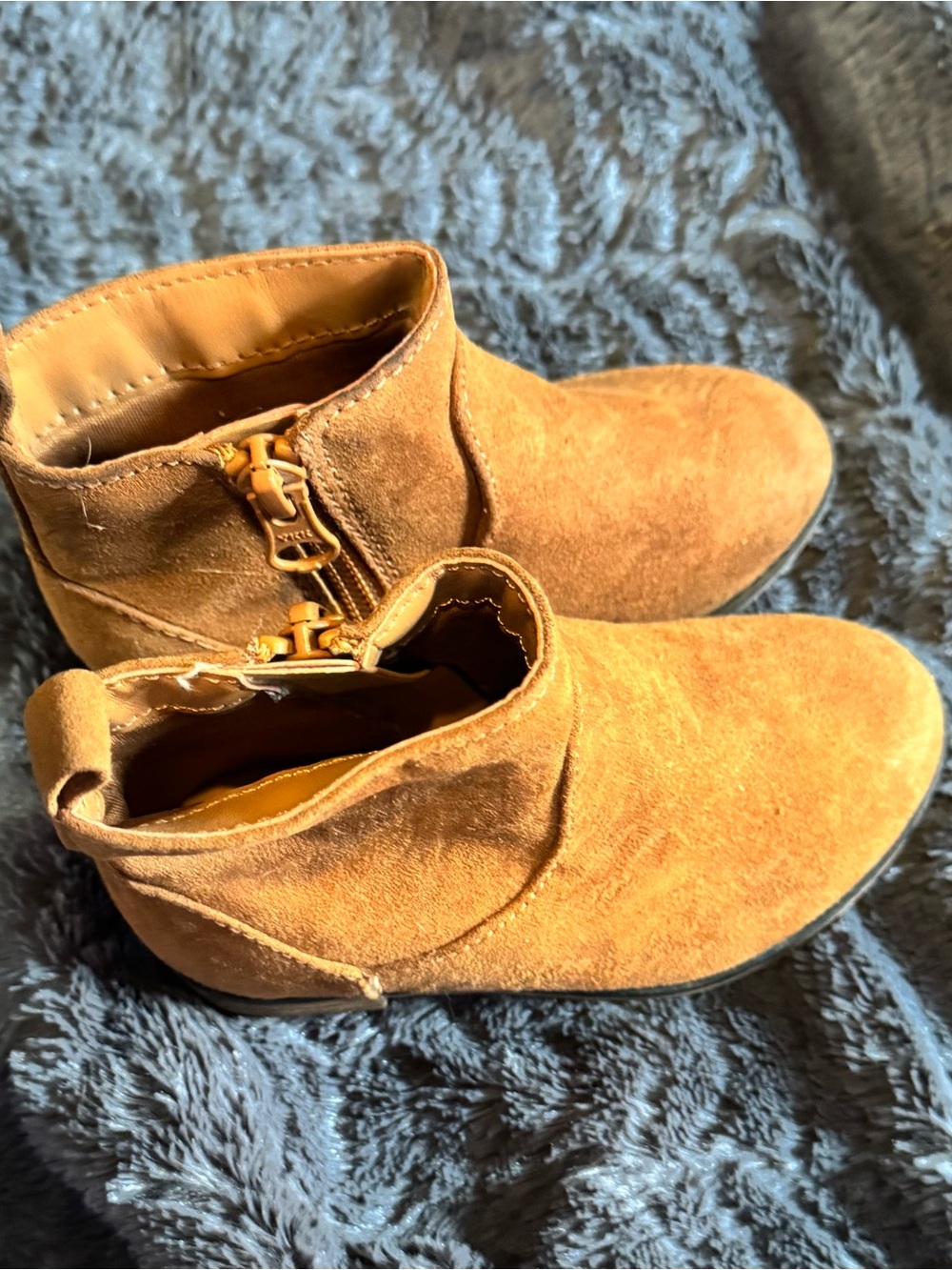 Cat & Jack Toddler Girls Brown Suede Ankle Boots Size 6 Side Zip Booties